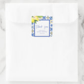 メディテレーニアンブルーレモンのウェディングシャワーの感謝メッセージ スクエアシール (バッグ)