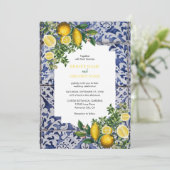 メディテレーニアンレモン ポルトガルタイル ウェディング 招待状 (スタンド正面)