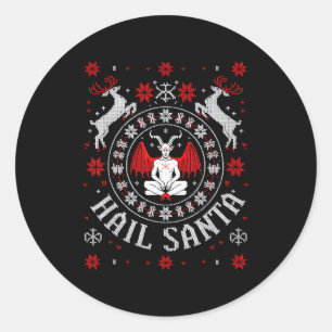 メディテーションする悪魔のユー�ガラサンタクロースのクリスマスTシャツ ラウンドシール