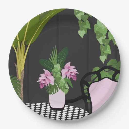 メディニラテーブルセンターピースガーデンコートヤード ペーパープレート (正面)