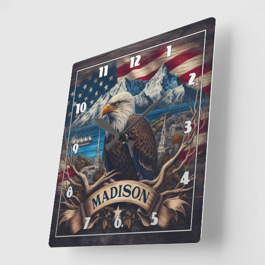 メディ威厳のあるソン景観を見下ろすイーグル スクエア壁時計 (傾斜)