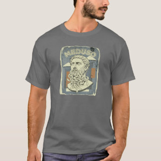 メデューサのヘビひげ 楽しいギリシャ神話 レトロアート Tシャツ