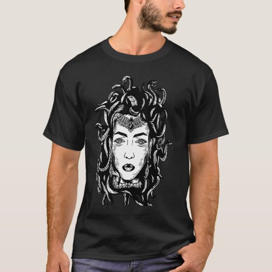 メデューサの頭部 蛇の髪 ギリシャ神話 古代ギリシャ Tシャツ (正面)