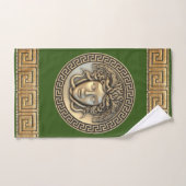 メデューサ ゴージャス ゴーゴン ギリシャ鍵 森林緑 バスタオルセット (ハンドタオル)
