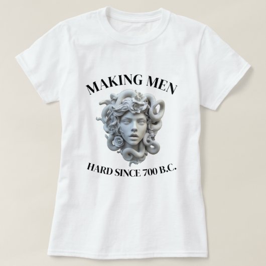 メデューサ、紀元前700年から男を惹きつける Tシャツ (デザイン正面)