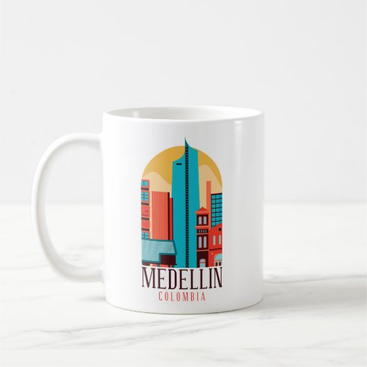 メデリンクールコロンビアヴィンテージ街並み コーヒーマグカップ (左)