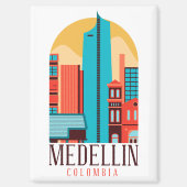 メデリンクールコロンビアヴィンテージ街並み マグネット (正面)