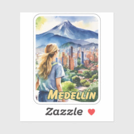 メデリンコロンビア水彩画 シール