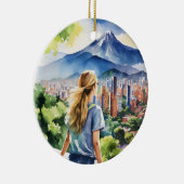 メデリンコロンビア水彩画 セラミックオーナメント (右)