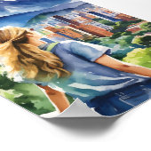 メデリンコロンビア水彩画 ポスター (角)