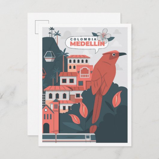 メデリンコロンビア美術ヴィンテージ旅行イラストレーション ポストカード (正面/裏面)