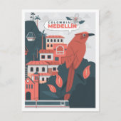 メデリンコロンビア美術ヴィンテージ旅行イラストレーション ポストカード (正面)