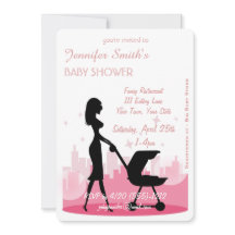 メトロシティガールモダンベビーシャワー招待状