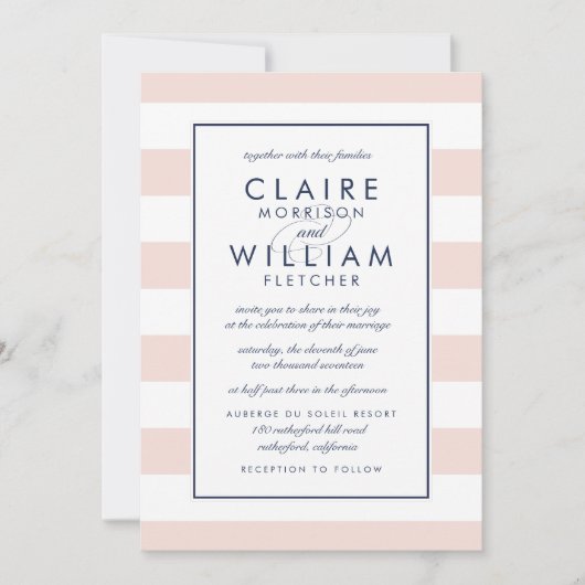 メトロストライプ結婚式招待状 |赤面と海軍 招待状 (正面)