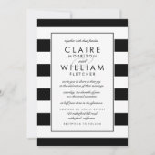 メトロストライプ | 白黒ストライプ結婚の 招待状 (正面)