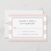 メトロストライプRSVPカード |赤面と海軍 出欠カード (正面)