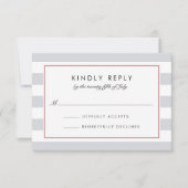 メトロストライプRSVPカード | Cranberry 出欠カード (正面)