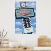 メトロダイナーオンルート66レトロネオンプリント ポスター (キッチン)
