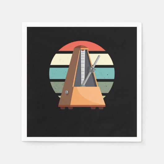 メトロノームレトロミュージシャン音楽ピアノプレイヤーピアノ スタンダードカクテルナプキン (正面)