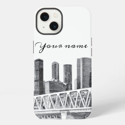 メトロブリッジの鉛筆画 iPhoneケース (裏面)