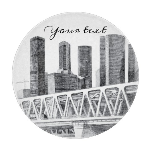 メトロブリッジペンシルスケッチ カッティングボード (正面)