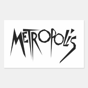 メトロポリスムービーポスタータイトルヴィンテージシネマアートf 長方形シール