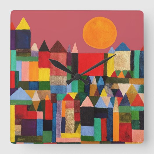 メトロポリス城と太陽 スクエア壁時計 (正面)