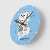 メトロポリス物語の地図 ラウンド壁時計 (傾斜)