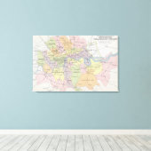 メトロポリタン議会行政区の地図 キャンバスプリント (インサイチュ (ウッドフロア))