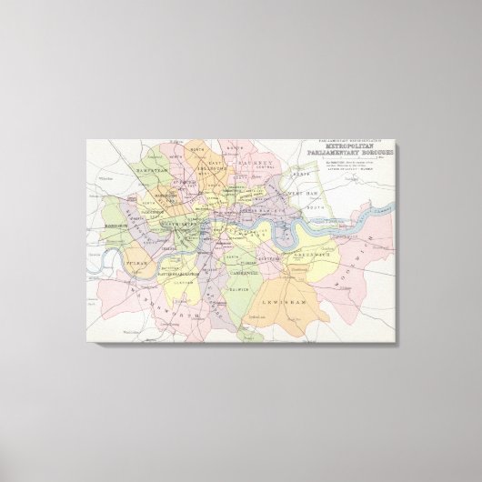 メトロポリタン議会行政区の地図 キャンバスプリント (正面)