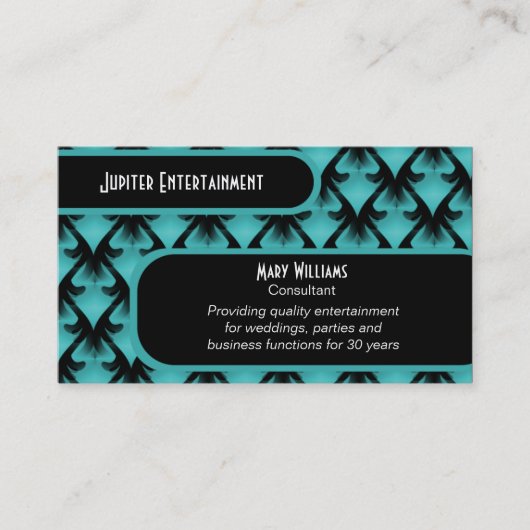 メトロポリタンGlam名刺、電気ティール（緑がかった色） 名刺 (正面)