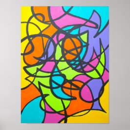 メトロムーン抽象芸術アートハ色彩の鮮やかンド ポスター