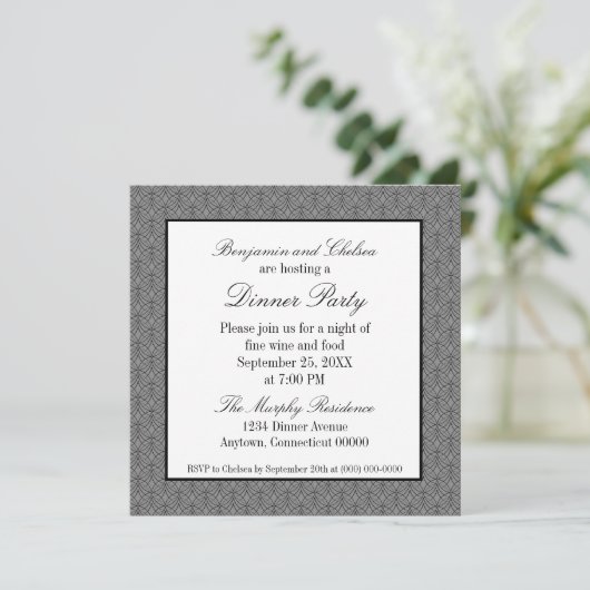 メトロレトロディナーパーティー招待状、グレー 招待状 (スタンド正面)