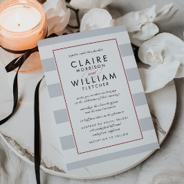 メトロ ストライプ ウェディング インビテーション | クランベリー