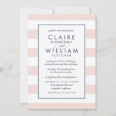 メトロ ストライプ ウェディング インビテーション | ブラッシュとネイビー (正面)