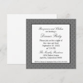 メトロ レトロ ディナー パーティー 招待状 グレー (正面/裏面)