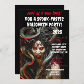 メドゥサ不気味ハローウィンパーティ怖いヘビ 招待状 (正面/裏面)