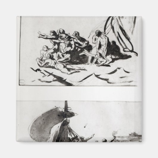 メドゥーサの筏のスケッチ2点， c.1819 マグネット (正面)