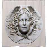 メドゥーサギリシャ復興ベージュニュートラルマーブル シャワーカーテン (正面)