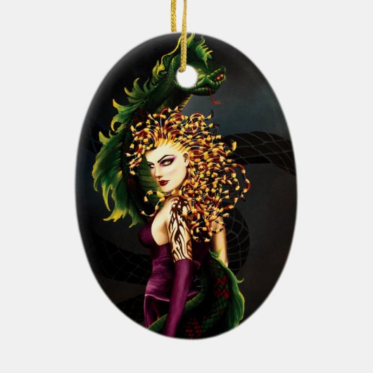 メドゥーサギリシャ神話スネークゴルゴン セラミックオーナメント (裏面)