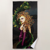 メドゥーサギリシャ神話スネークゴルゴン ビーチタオル (正面)