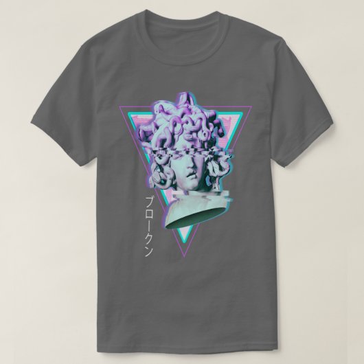 メドゥーサグリッチ合成波90s美学 tシャツ (デザイン正面)