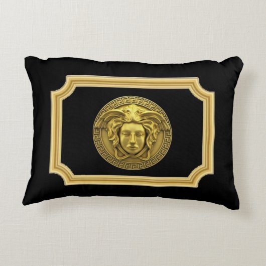 メドゥーサゴールデンローマンデザイナー アクセントクッション (裏面)