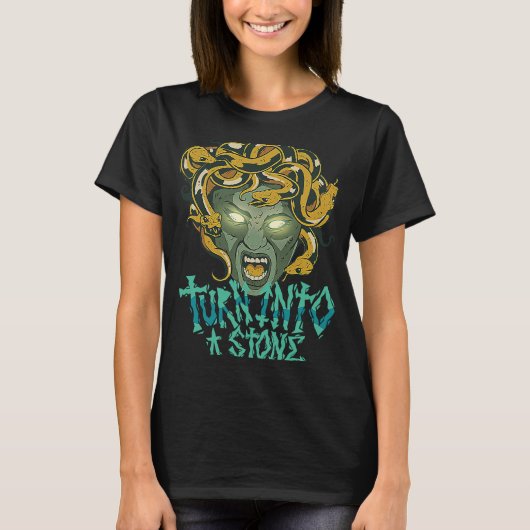 メドゥーサストーン古代ギリシャ神話 Tシャツ (正面)