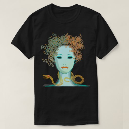 メドゥーサモンスターヘビのギリシャ神話の頭 Tシャツ (デザイン正面)