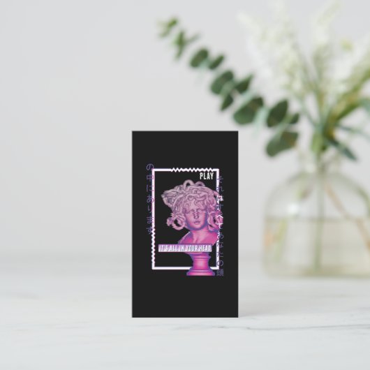 メドゥーサ古代ギリシャの彫像グリッチ気化波 名刺 (スタンド正面)