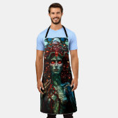 メドゥーサ – ステンドグラス窓ティファニースタイル エプロン (着用した状態)