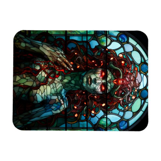 メドゥーサ – ステンドグラス窓ティファニースタイル マグネット (横)