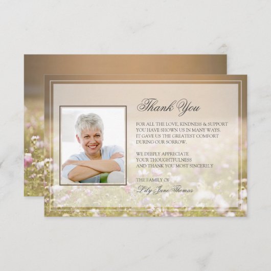 メドウの葬儀サンキューカード |記念ありがとう サンキューカード (正面/裏面)