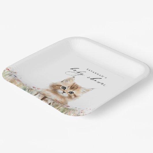 メドウキッテン |かわいいカスタム子ネコちゃんシャワー ペーパープレート (傾斜あり)